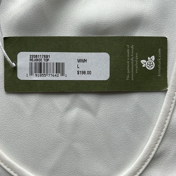 NWT Trina Turk Women’s Scoop Neck Rejoice Top Split Long Sleeves White Large - Picture 6 of 7